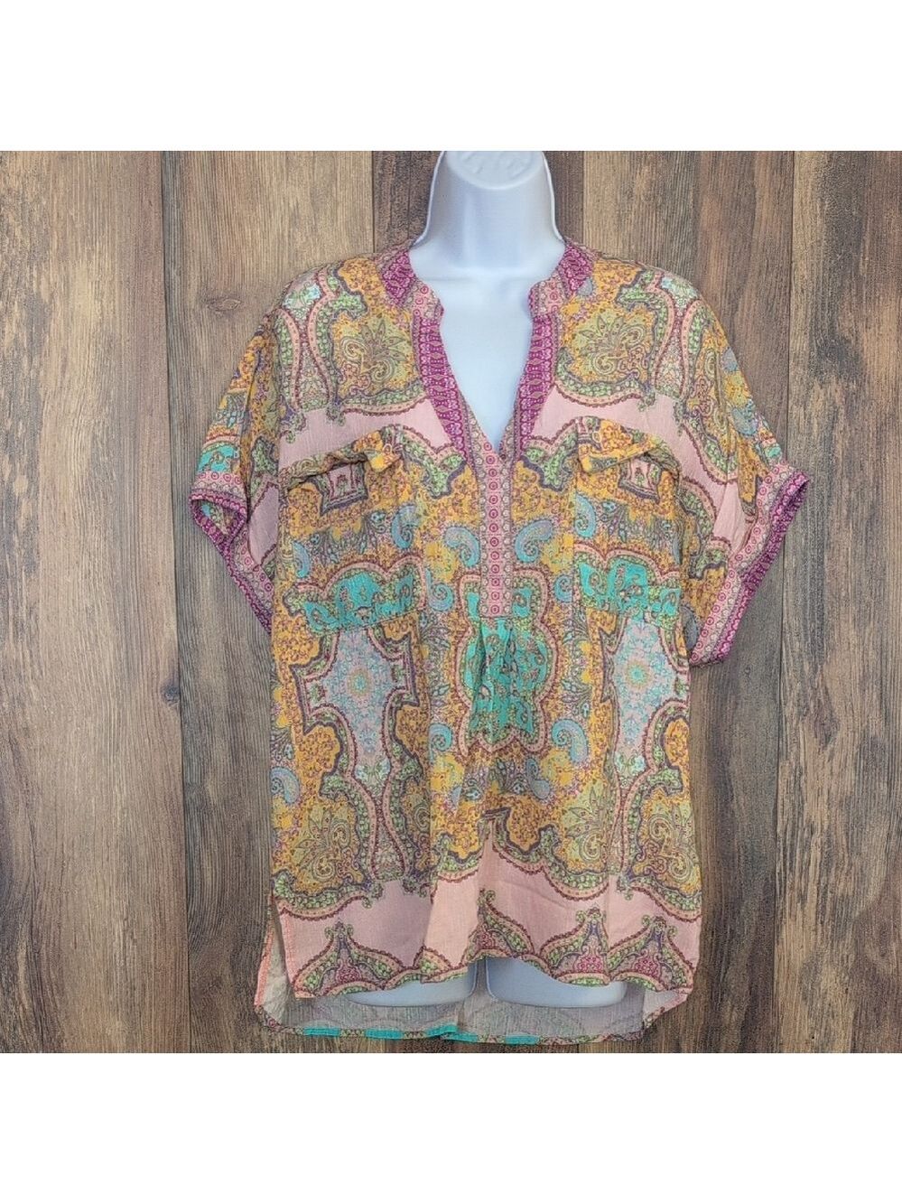 Daytrip Paisley Print Tunic Blouse XL E104
